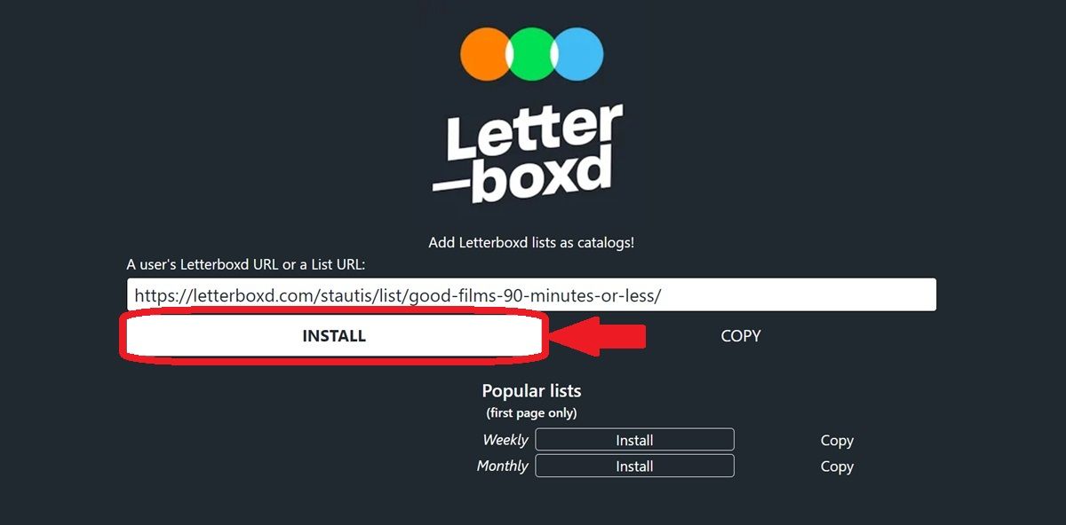 como instalar addon de letterboxd con lista en stremio