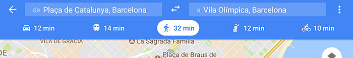 Google Maps cómo llegar tipos transporte
