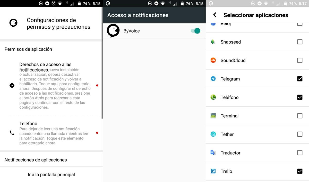 configurar by voice para leer notificaciones android en voz alta