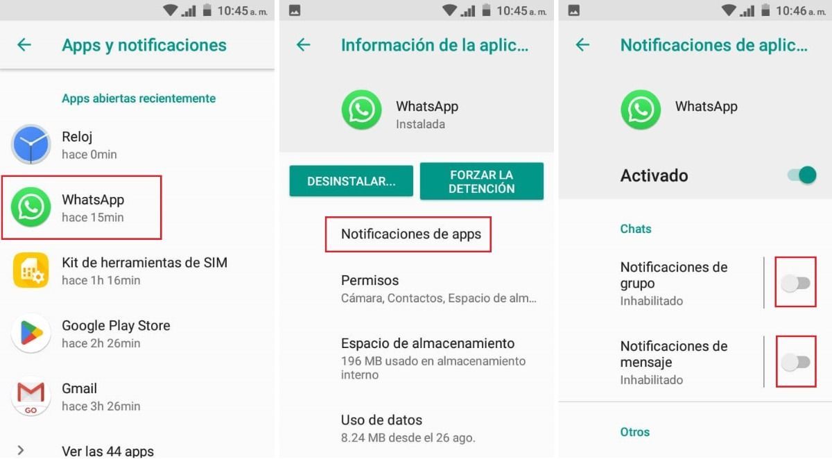 configurar las notificaciones de WhatsApp
