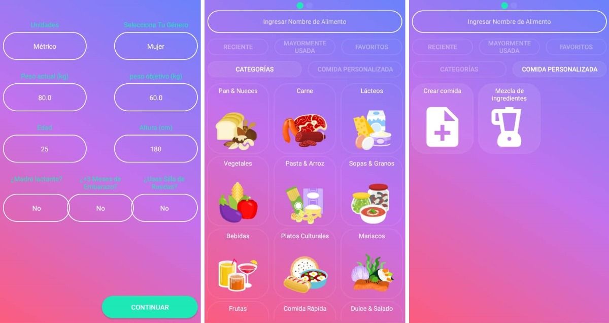 control de calorias con la app easyfit