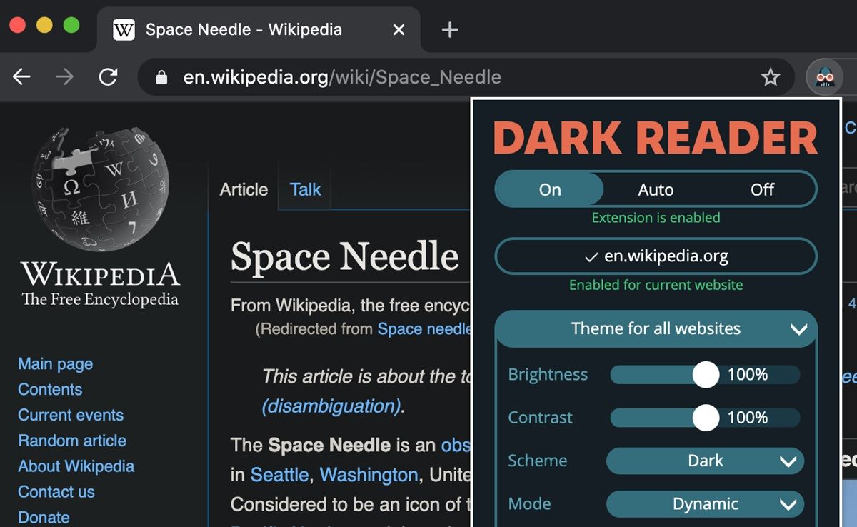 dark reader extension de chrome