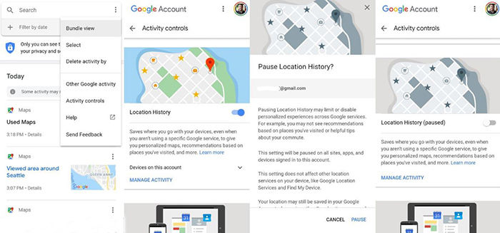 desactivar historial en google maps