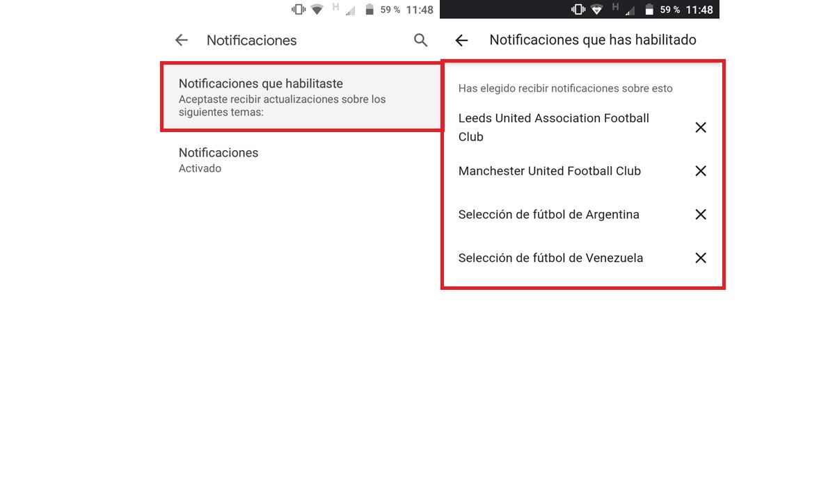 desactivar notificaciones equipos futbol android 2