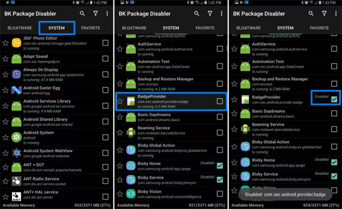 deshabilitar el contador de notificaciones en el Galaxy S8