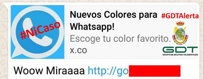 Estafa colores WhatsApp