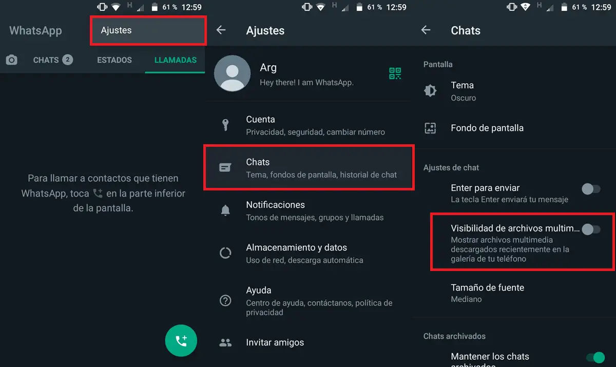 evitar que WhatsApp guarde las fotos en la Galeria de Android
