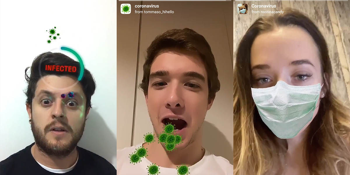 filtros de coronavírus que estão assumindo o controle Instagram