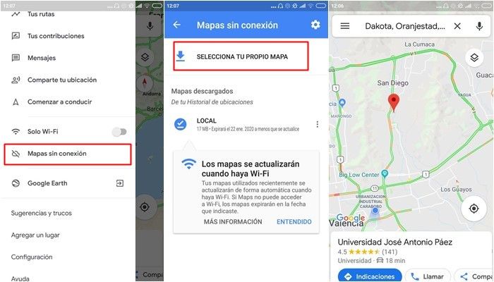 google maps sin conexion