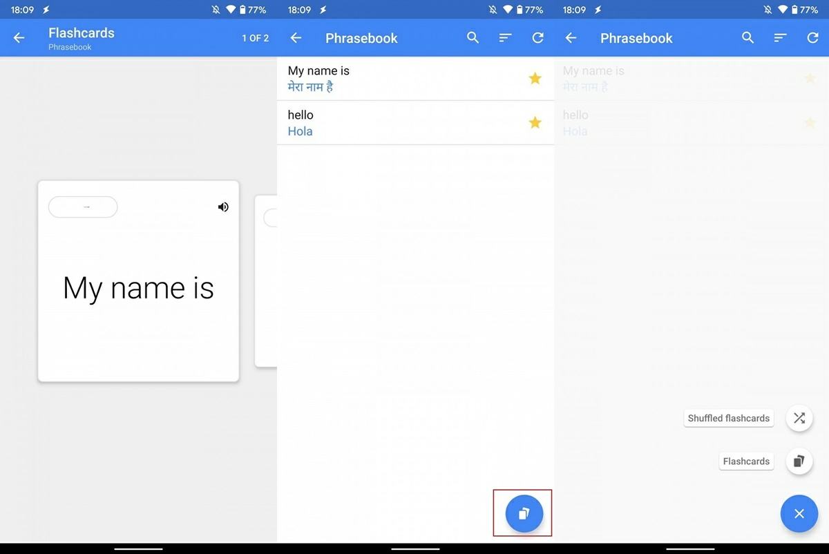 google translate flashcards para aprender idiomas