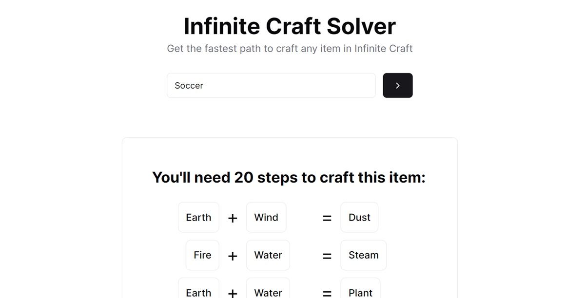 infinite craft solver app para hacer trampa en infinite craft