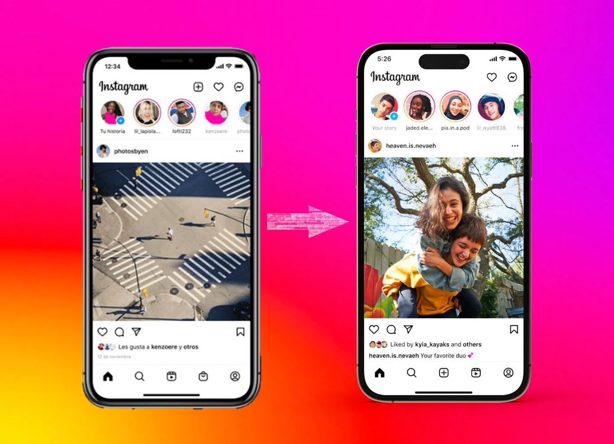 instagram cambia el menu de navegación