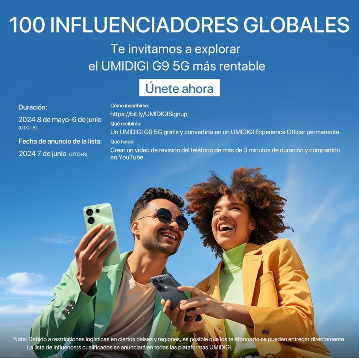 invitacion a influencers a probar el umidigi g9 5g