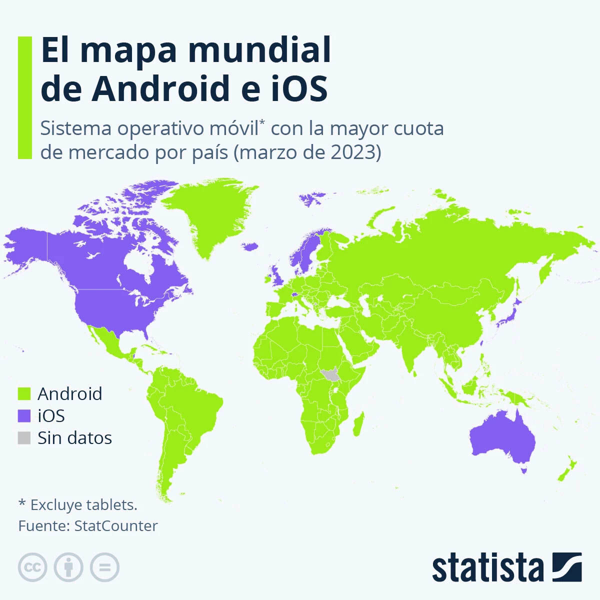 mapa mundial android ios marzo 2023 sistemas operativos moviles mas usados