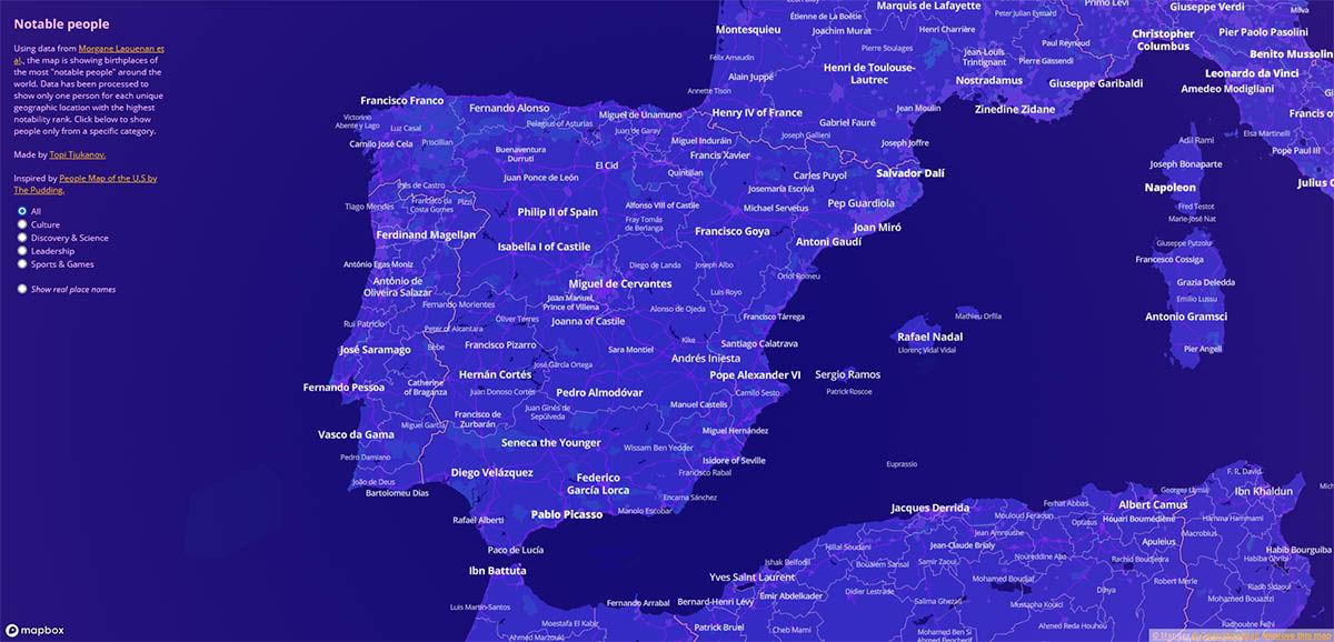 mapa personas notables ciudades españa