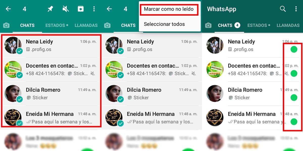 marcar un chat como no leido en whatsapp