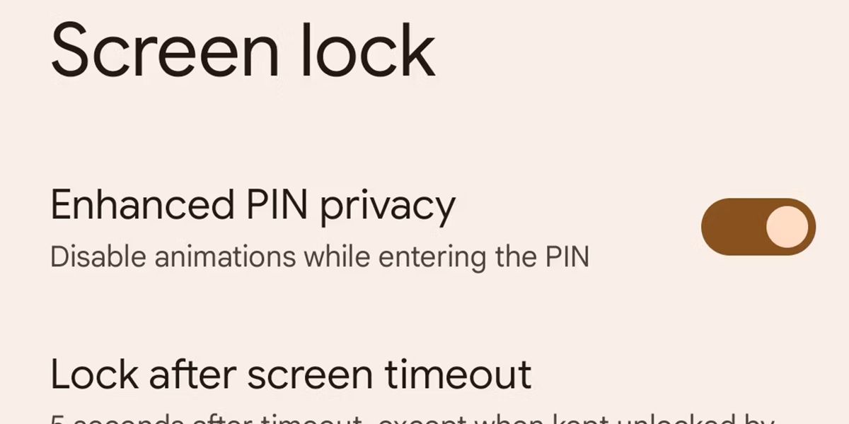 opcion para mejorar privacidad de pin en android 14