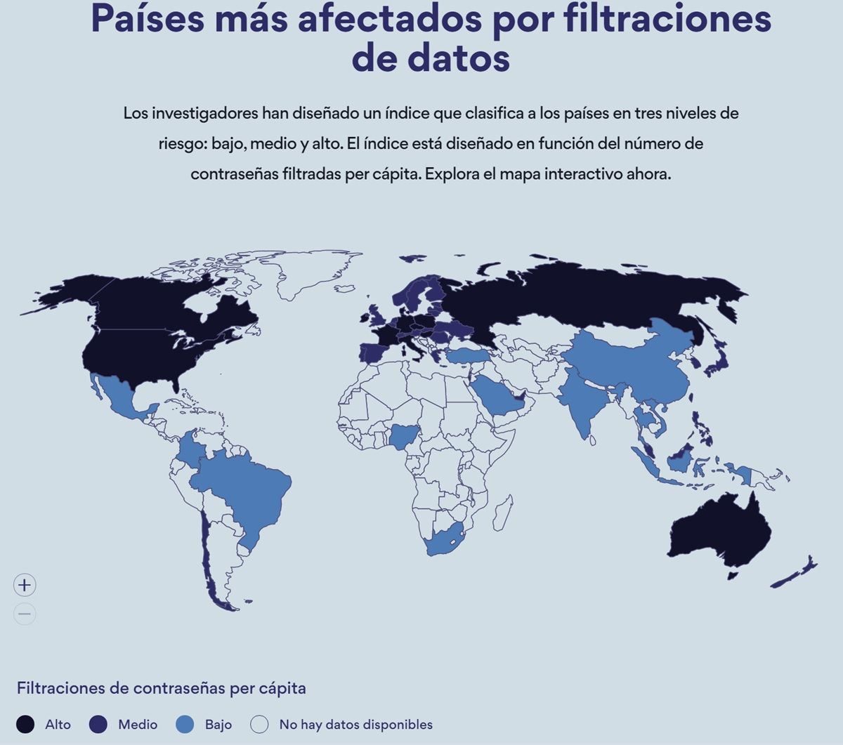 paises mas afectados por filtraciones de datos contrasenas