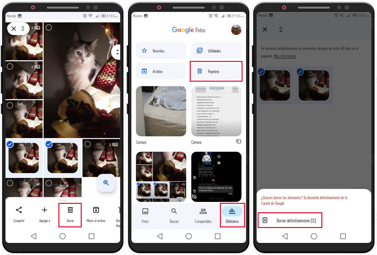 pasos para eliminar imagenes google fotos