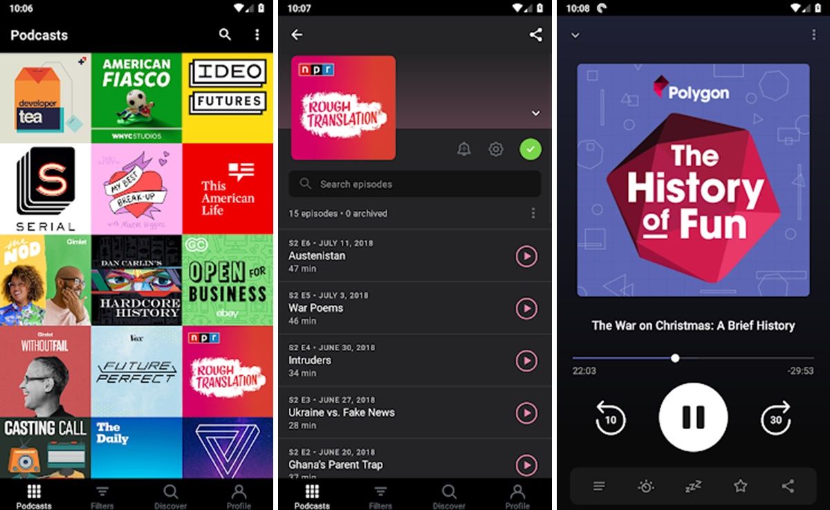 pocket casts app podcast list formatiphone x