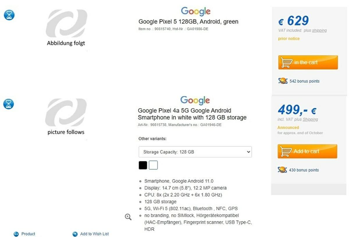 precios filtrados google pixel 5 y 4a 5g