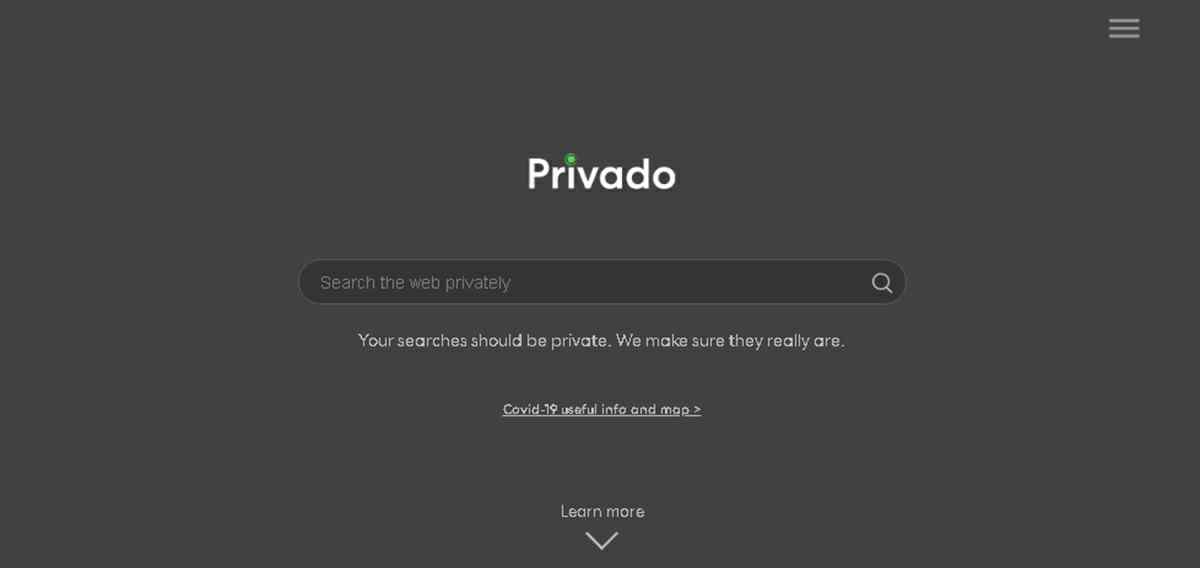 privado private search aplicacion en navegador de escritorio