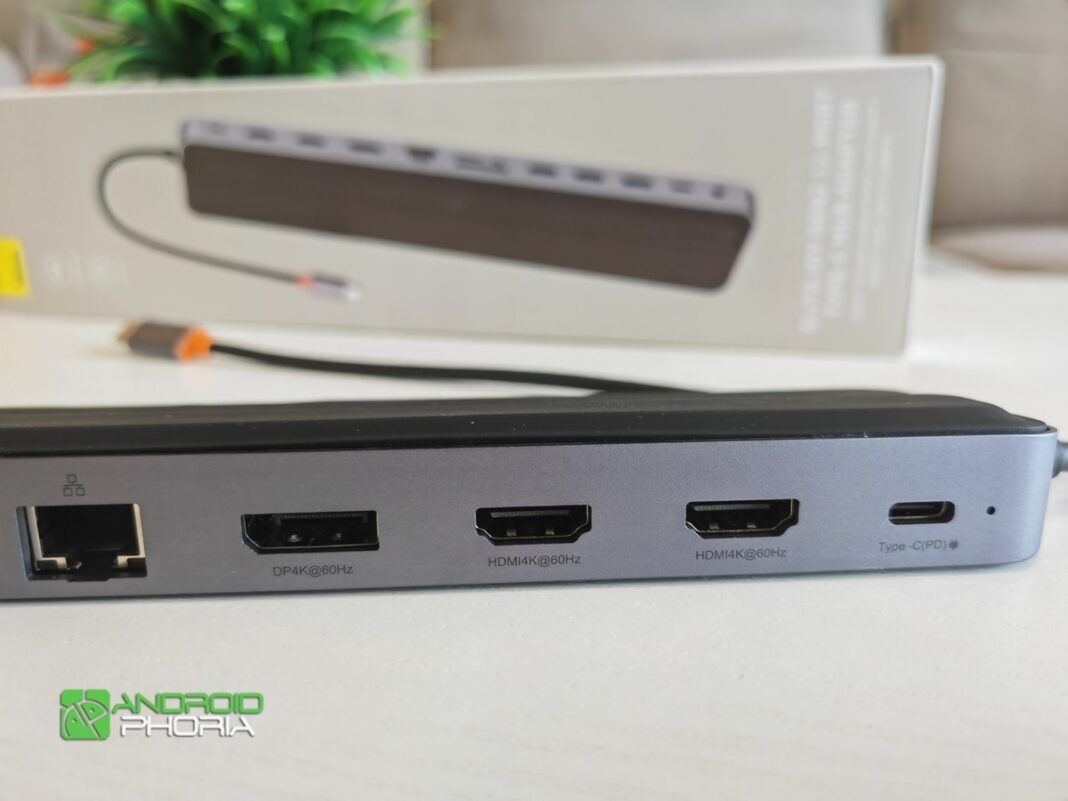 puertos HDMI y LAN de Baseus dockstation 12 en 1 para portatiles