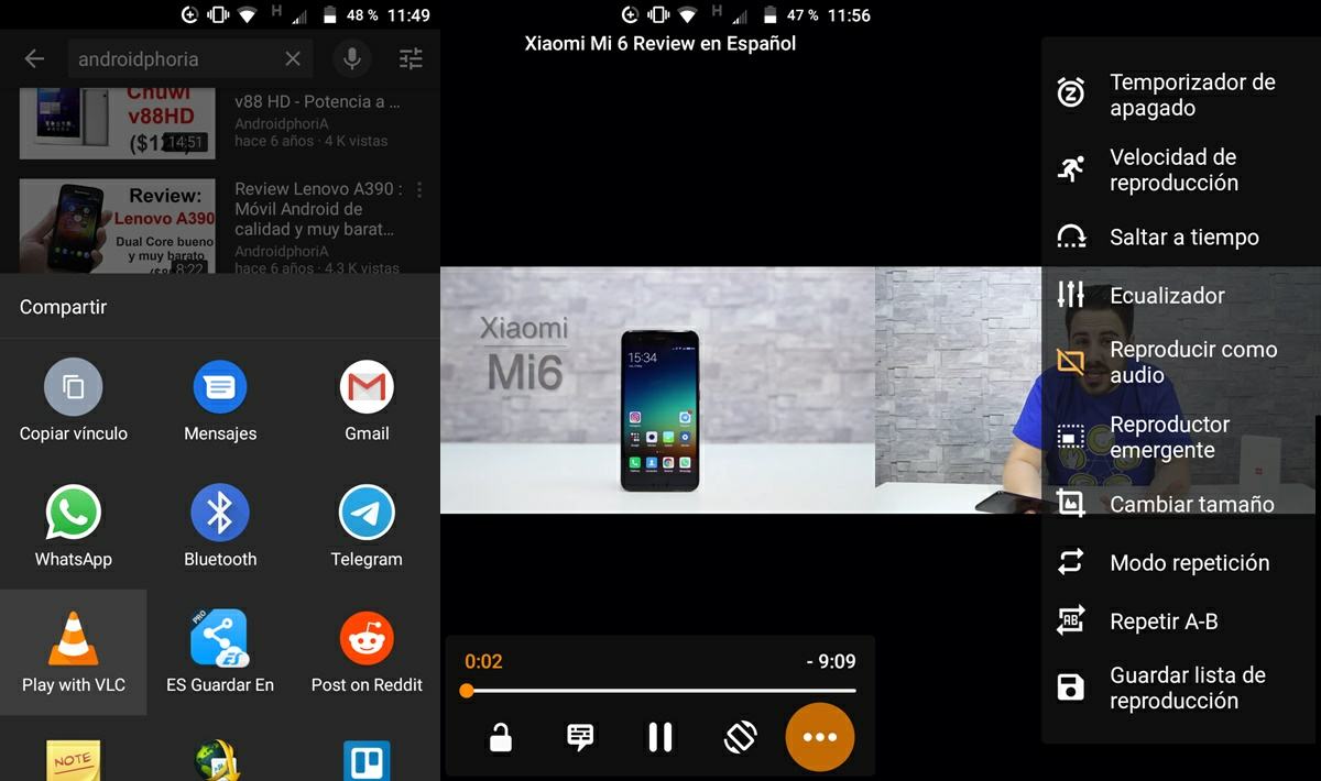 reproducir como audio videos de youtube en vlc android