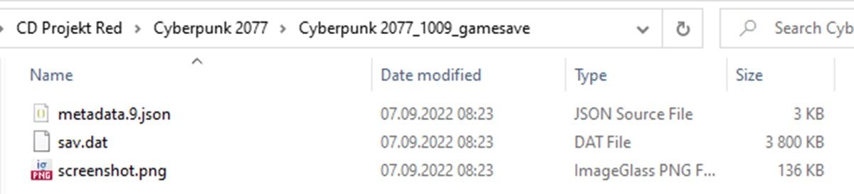 ruta de las partidas guardadas de cyberpunk 2077 en windows