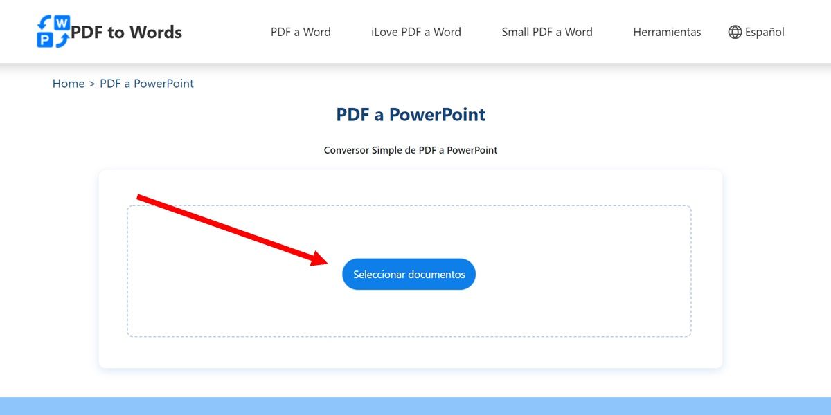 seleccionar documentos pdf para convertir a powerpoint