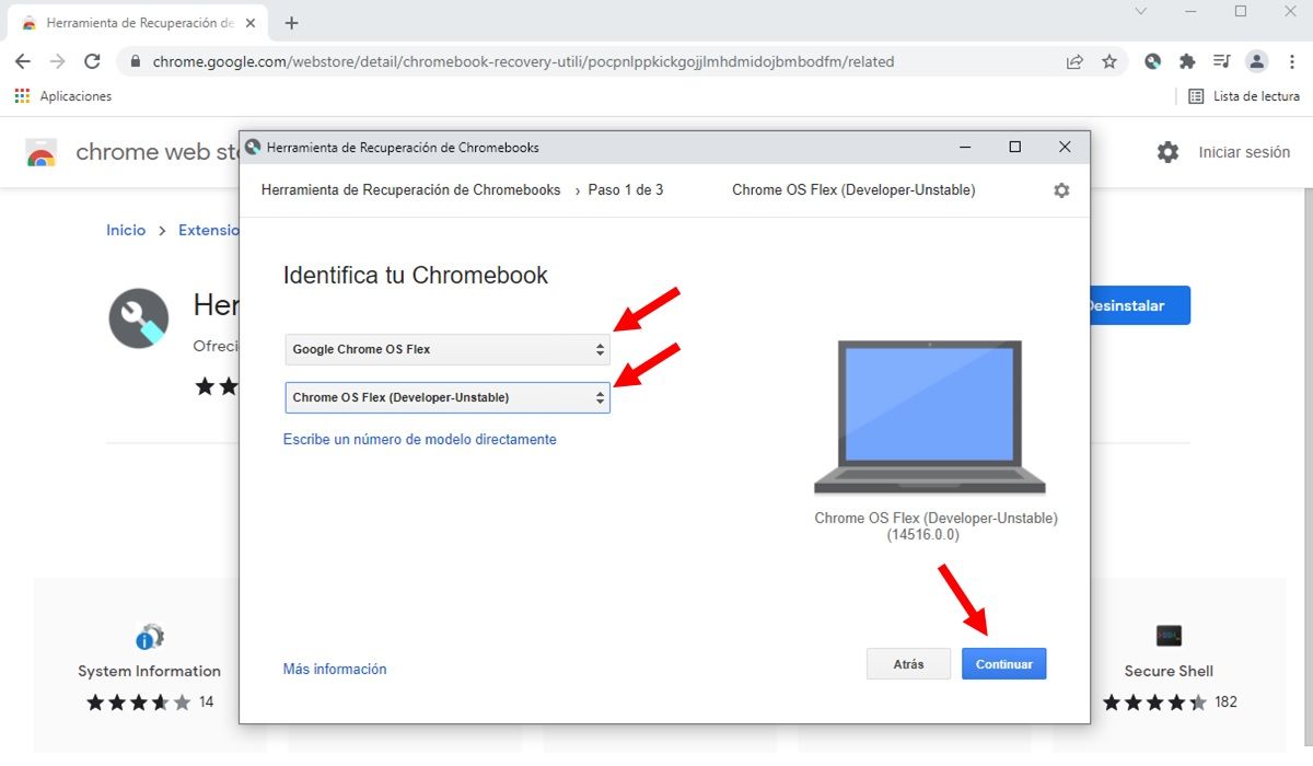 seleciona Google Chrome OS Flex