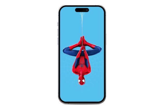 spiderman con fondo azul fondo de pantalla para iPhone 15
