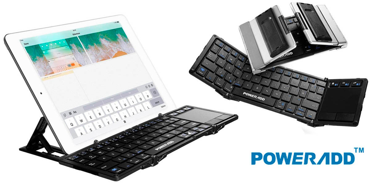 teclado plegable y con soporte para tablet poweradd