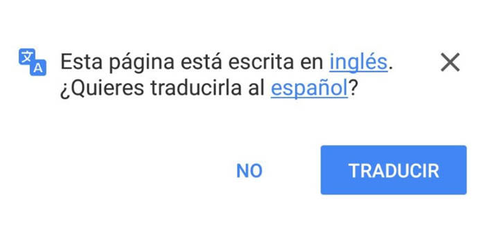 traduccion automatica de Google Chrome