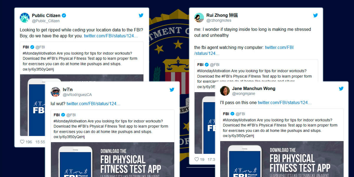 tweets burla contra app de ejercicios del FBI