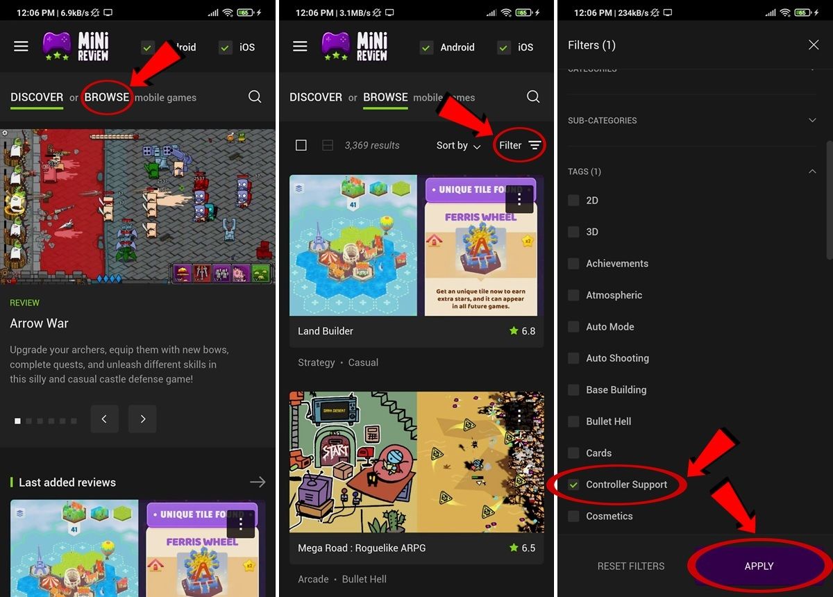 usa el filtro de la app MiniReview puedes saber que juegos de Android son compatibles con mando
