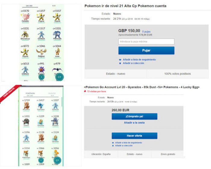 venta cuentas pokemon go