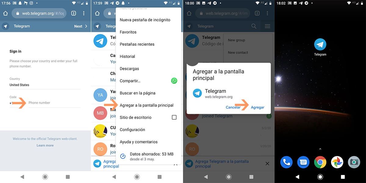web app Telegram acceso directo