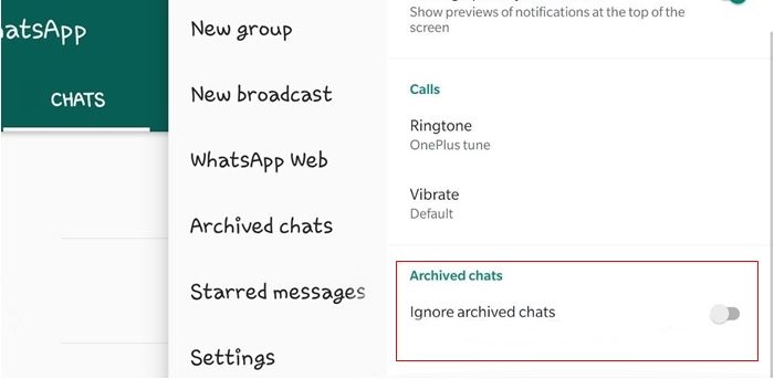 whatsapp activar ignorar chats archivados