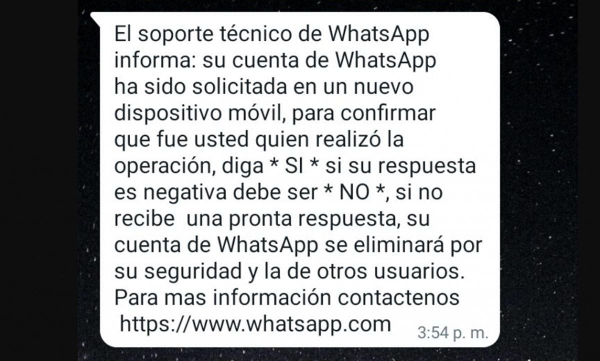 whatsapp soporte tecnico solicita codigo verificacion