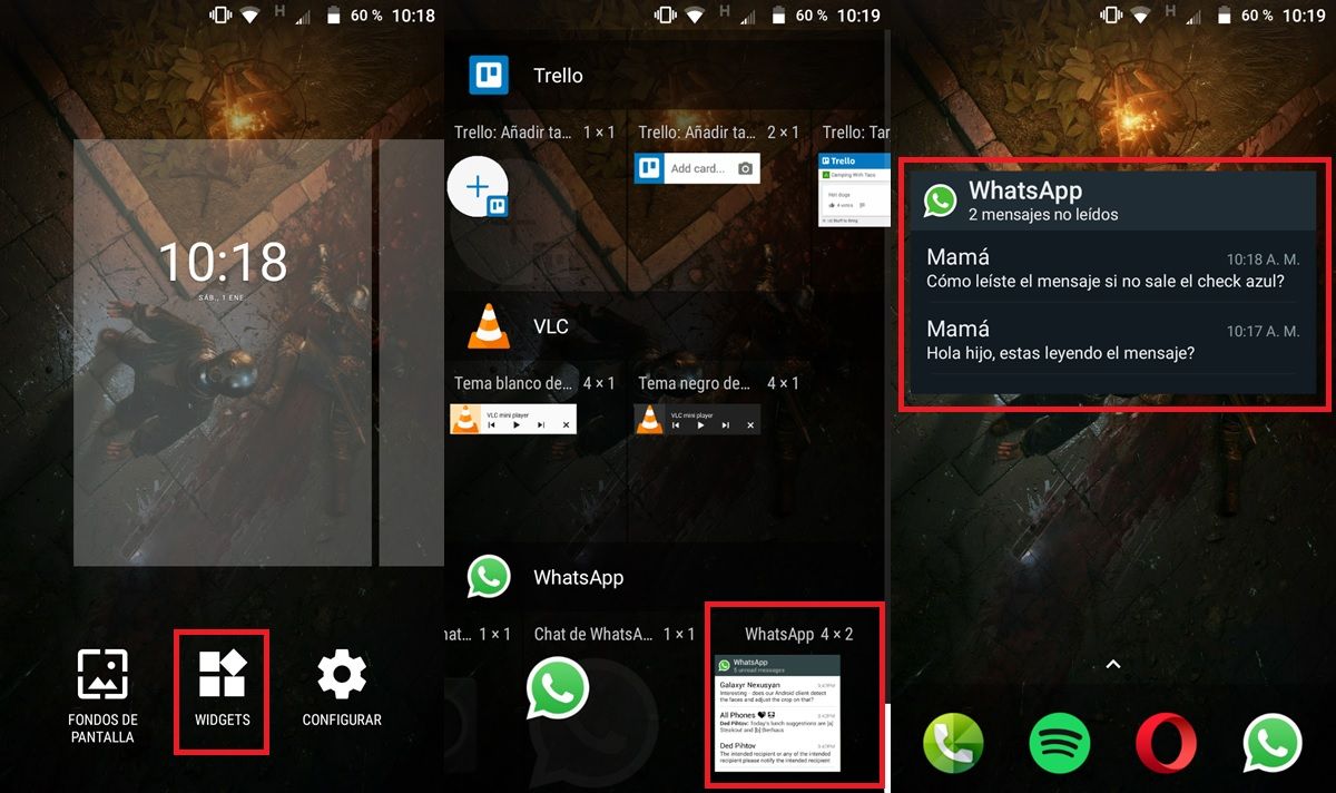 widget de whatsapp para leer mensajes no leidos