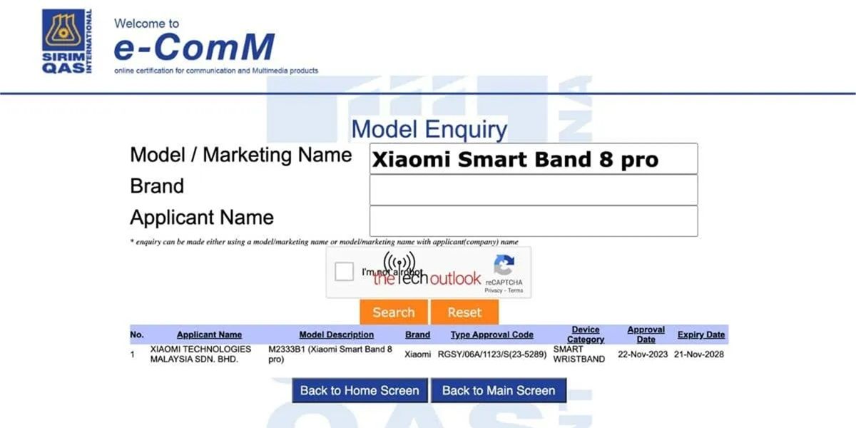 xiaomi smart band 8 pro certificacion IMDA